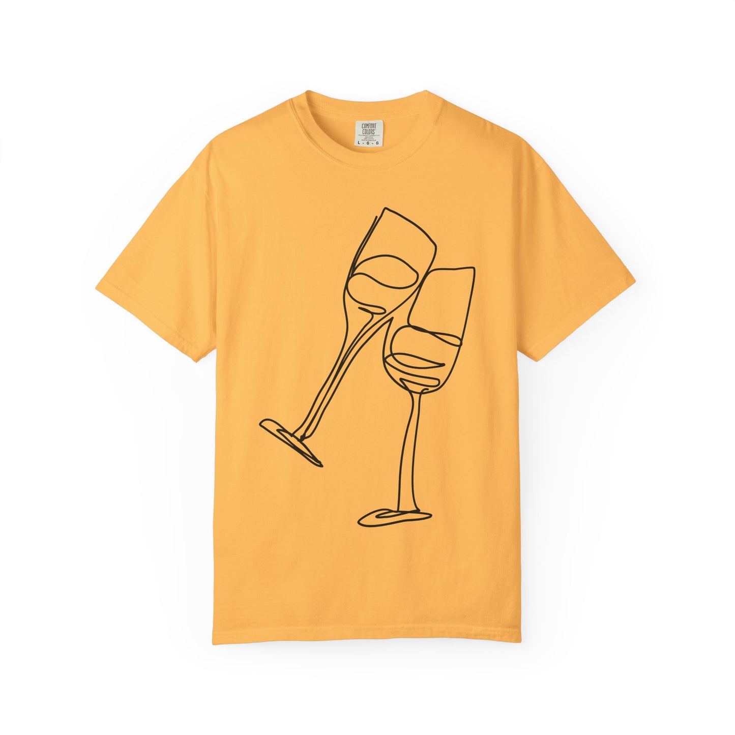 Cheers to Good Times - Unisex Garment-Dyed T-shirt with Wine Glass Design, Casual Tee, Gift for Wine Lovers, Party Shirt, Everyday Wear