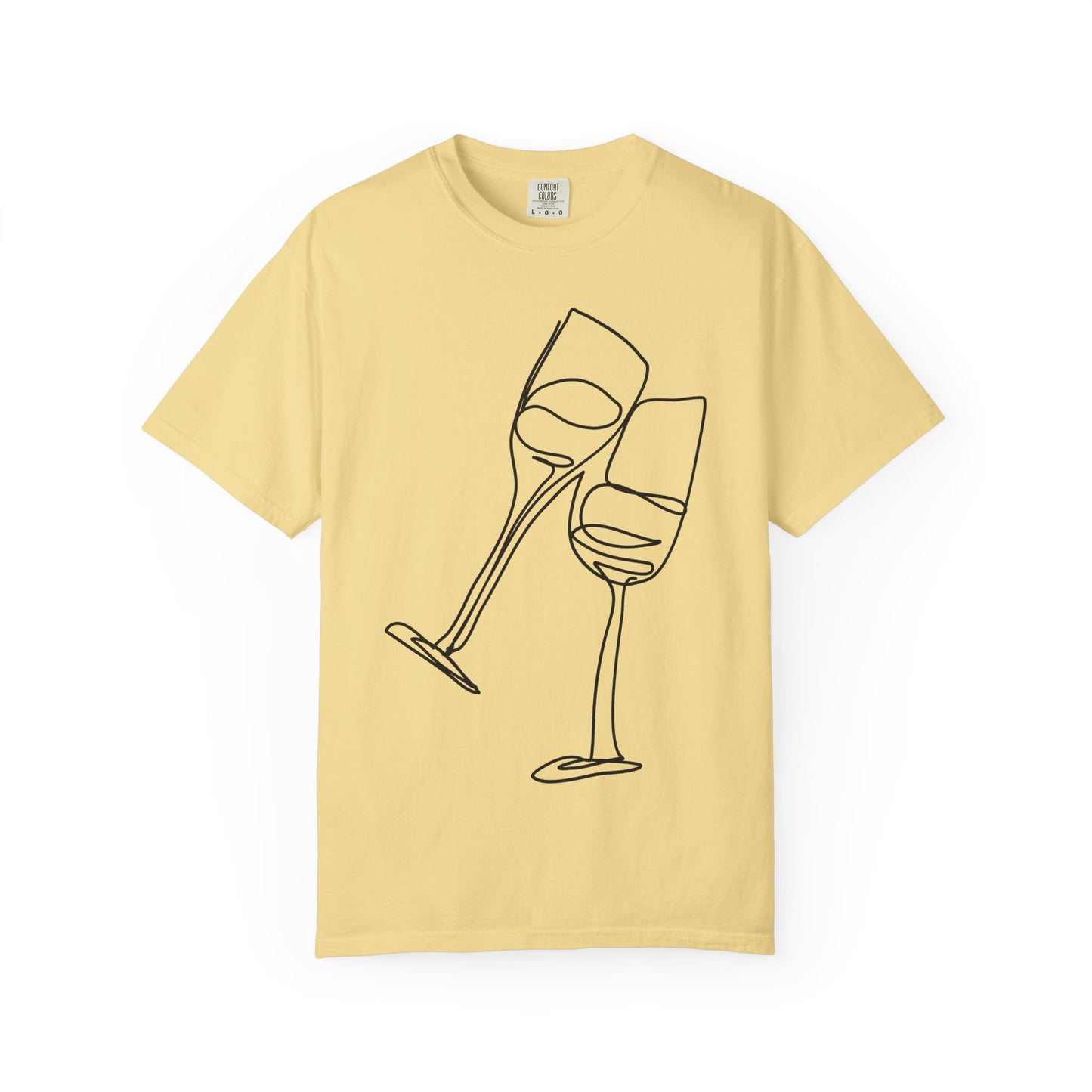 Cheers to Good Times - Unisex Garment-Dyed T-shirt with Wine Glass Design, Casual Tee, Gift for Wine Lovers, Party Shirt, Everyday Wear