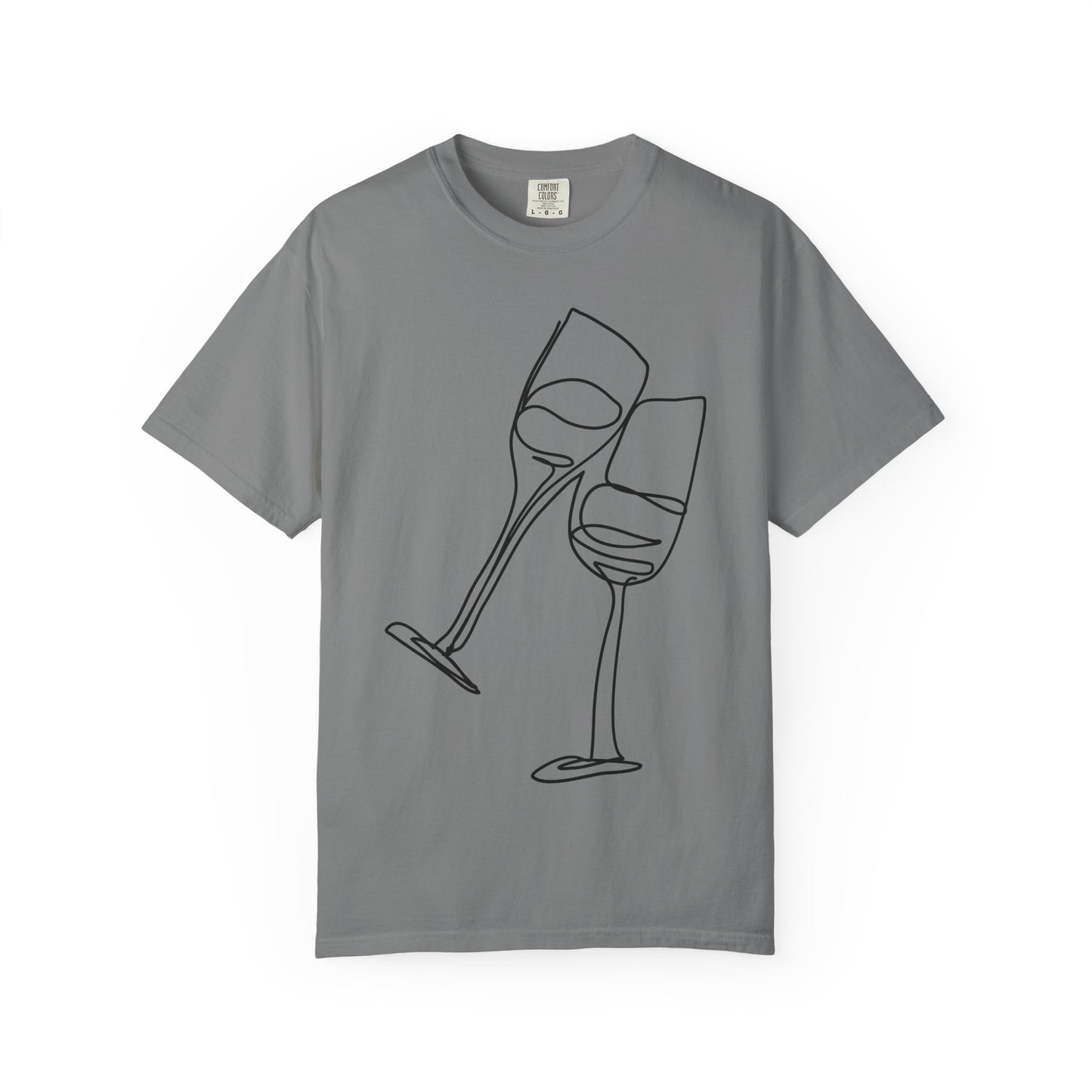 Cheers to Good Times - Unisex Garment-Dyed T-shirt with Wine Glass Design, Casual Tee, Gift for Wine Lovers, Party Shirt, Everyday Wear