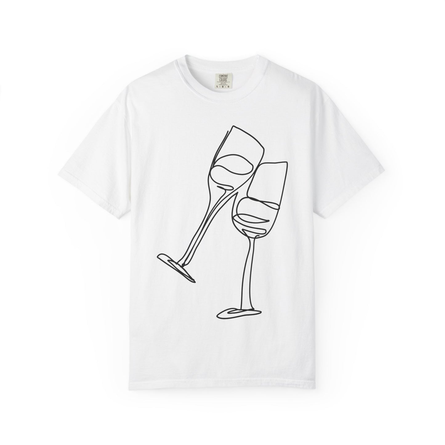 Cheers to Good Times - Unisex Garment-Dyed T-shirt with Wine Glass Design, Casual Tee, Gift for Wine Lovers, Party Shirt, Everyday Wear