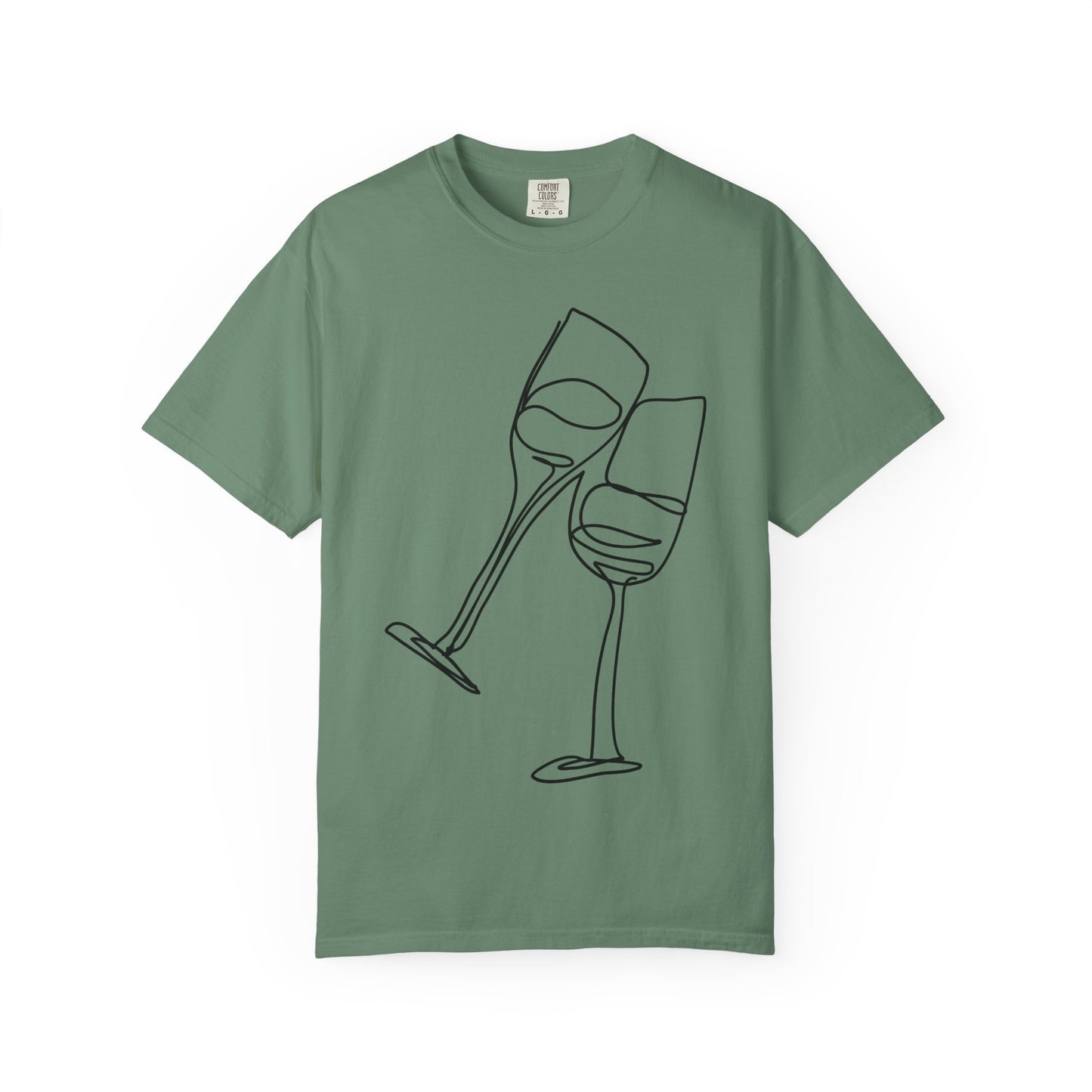 Cheers to Good Times - Unisex Garment-Dyed T-shirt with Wine Glass Design, Casual Tee, Gift for Wine Lovers, Party Shirt, Everyday Wear