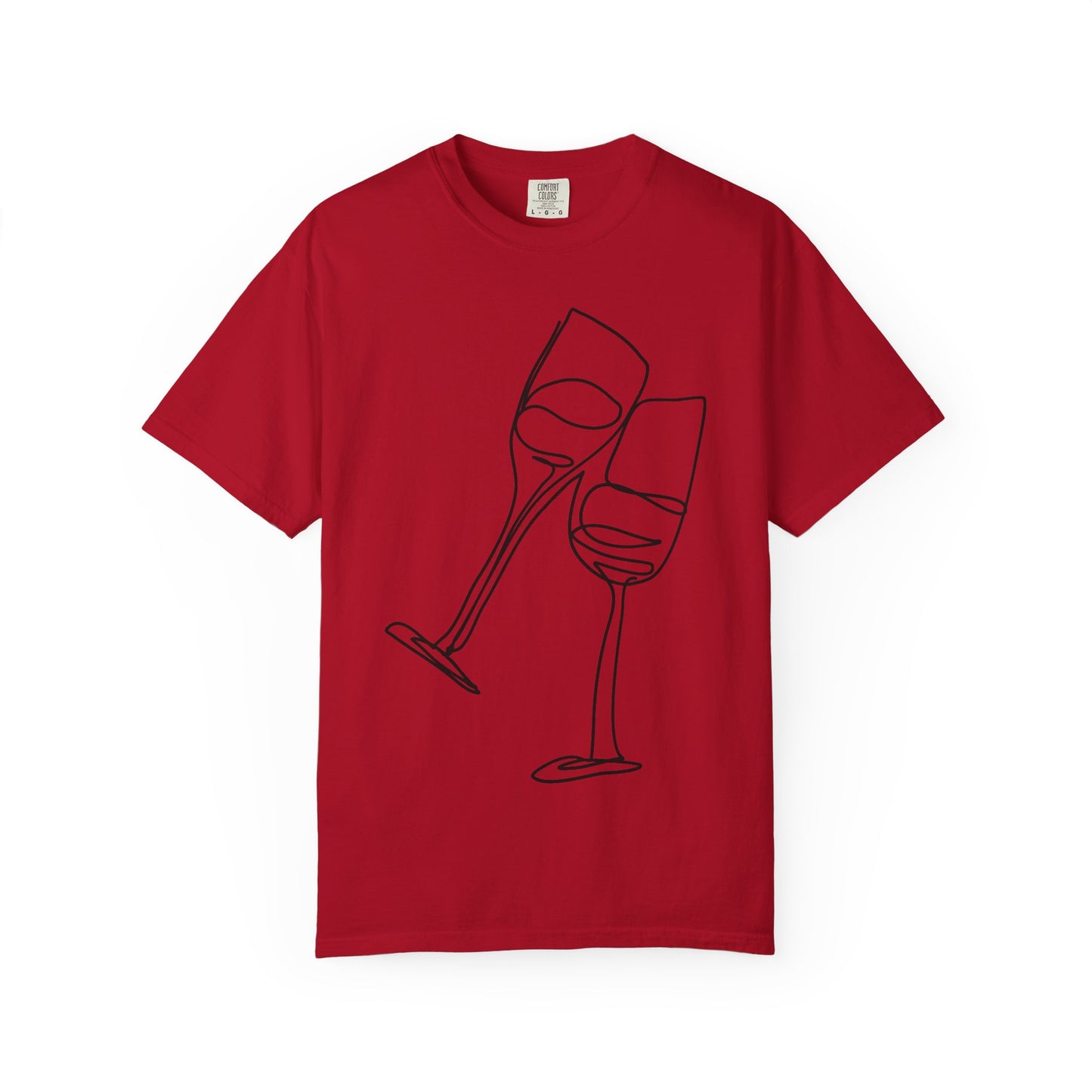 Cheers to Good Times - Unisex Garment-Dyed T-shirt with Wine Glass Design, Casual Tee, Gift for Wine Lovers, Party Shirt, Everyday Wear