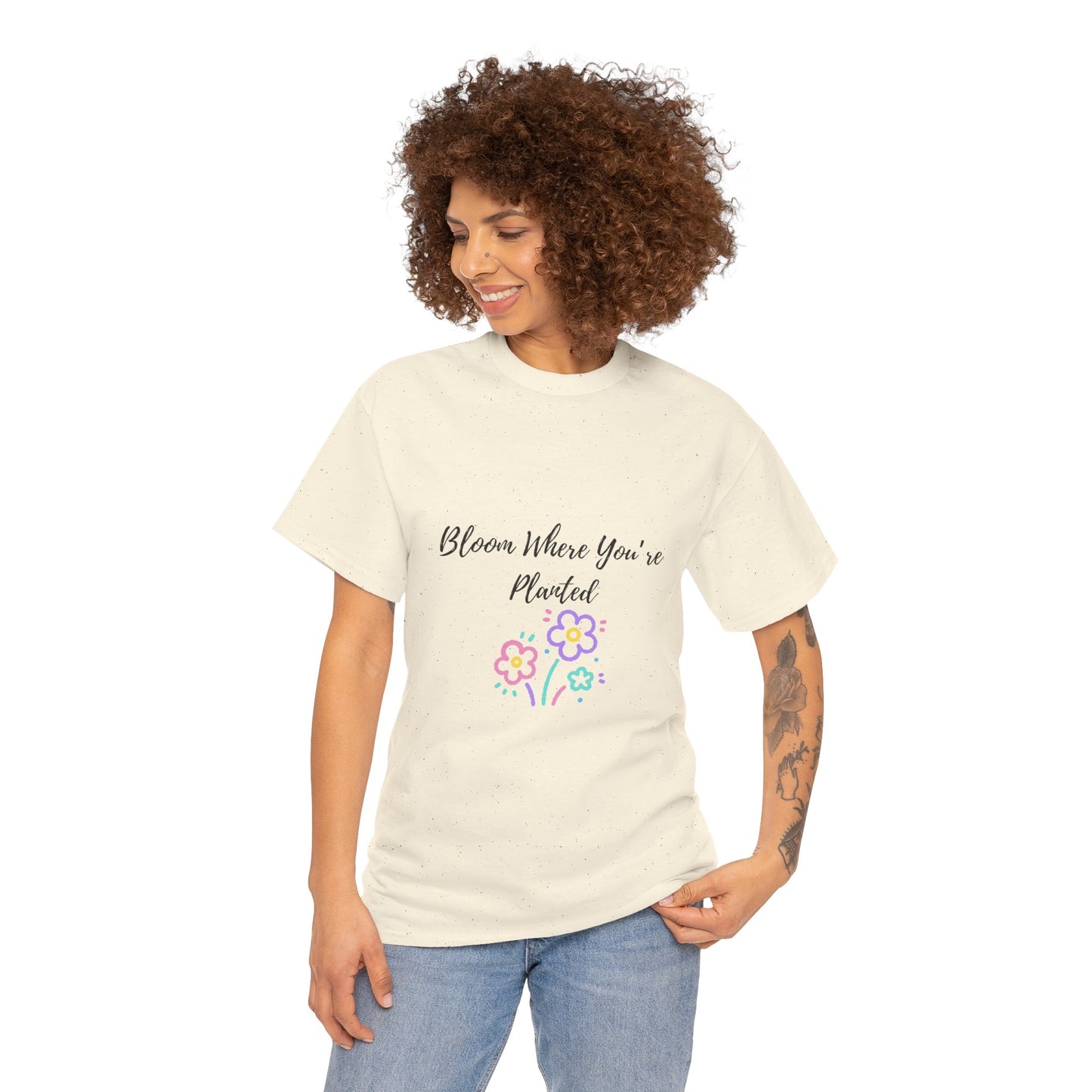 Bloom Where You're Planted Tee, Inspirational T-Shirt, Unisex Cotton Top, Floral Graphic Tee, Gift for Gardeners, Spring Fashion