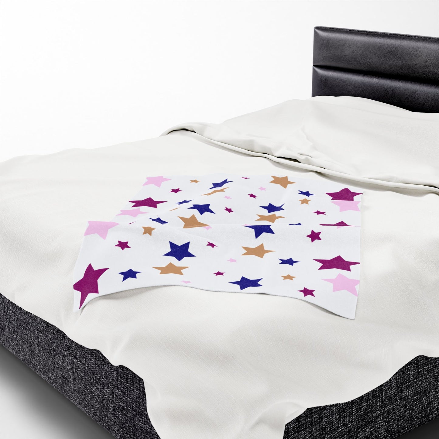 Starry Night Velveteen Plush Blanket | Cozy Gift for Kids, Nursery Decor, Sleepover, Starry Night Theme, Soft Plush Throw