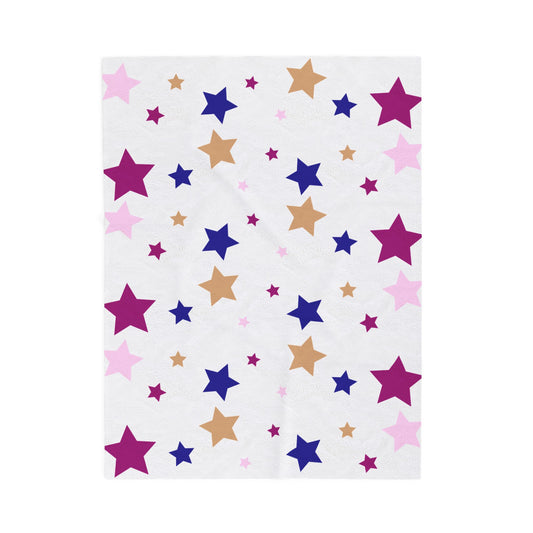 Starry Night Velveteen Plush Blanket | Cozy Gift for Kids, Nursery Decor, Sleepover, Starry Night Theme, Soft Plush Throw