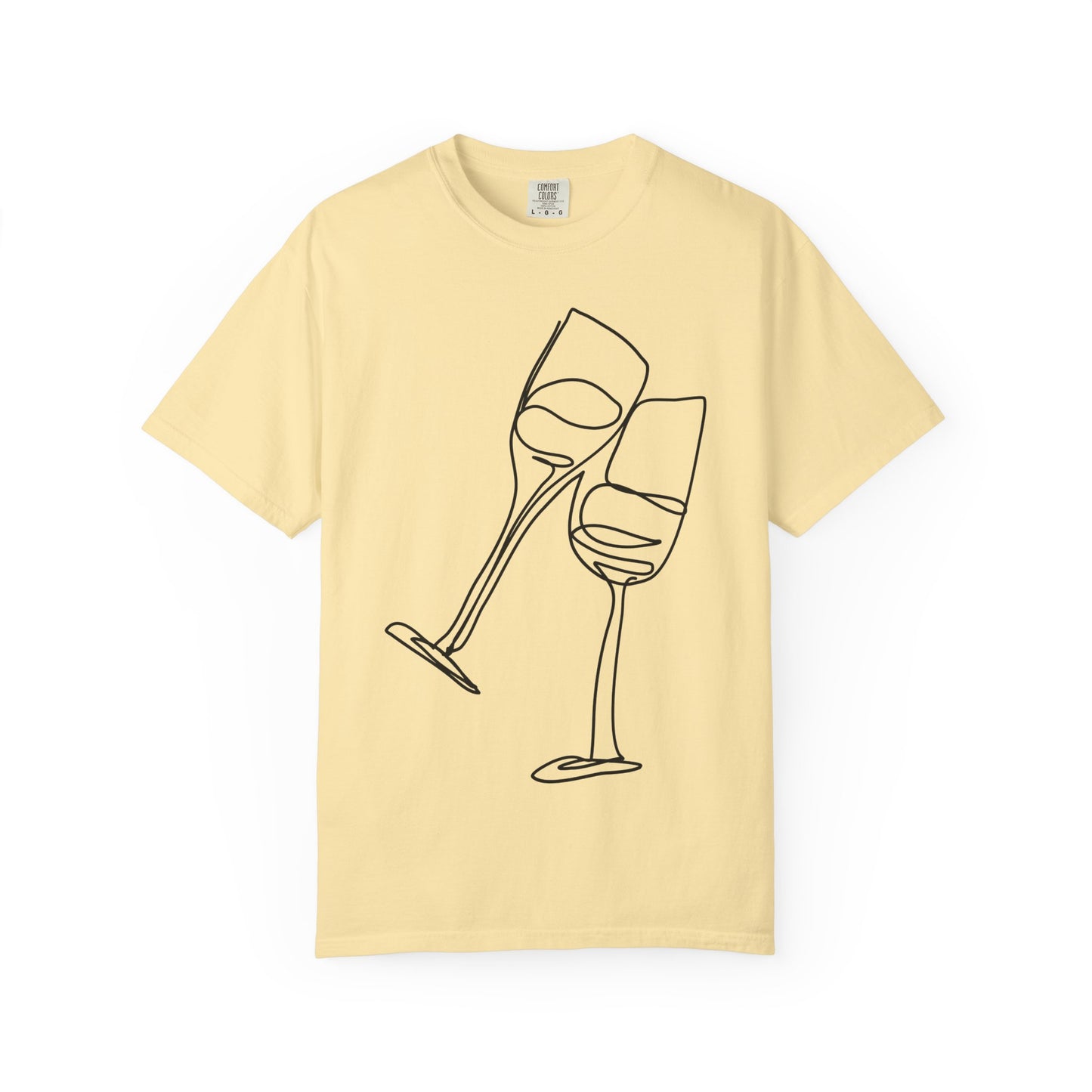 Cheers to Good Times - Unisex Garment-Dyed T-shirt with Wine Glass Design, Casual Tee, Gift for Wine Lovers, Party Shirt, Everyday Wear