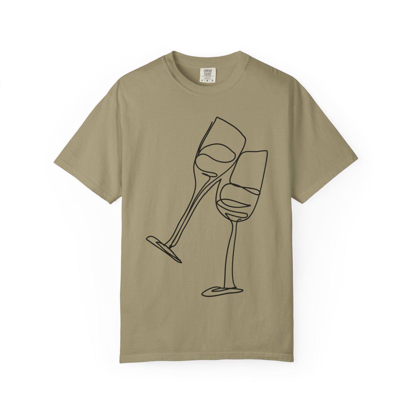 Cheers to Good Times - Unisex Garment-Dyed T-shirt with Wine Glass Design, Casual Tee, Gift for Wine Lovers, Party Shirt, Everyday Wear