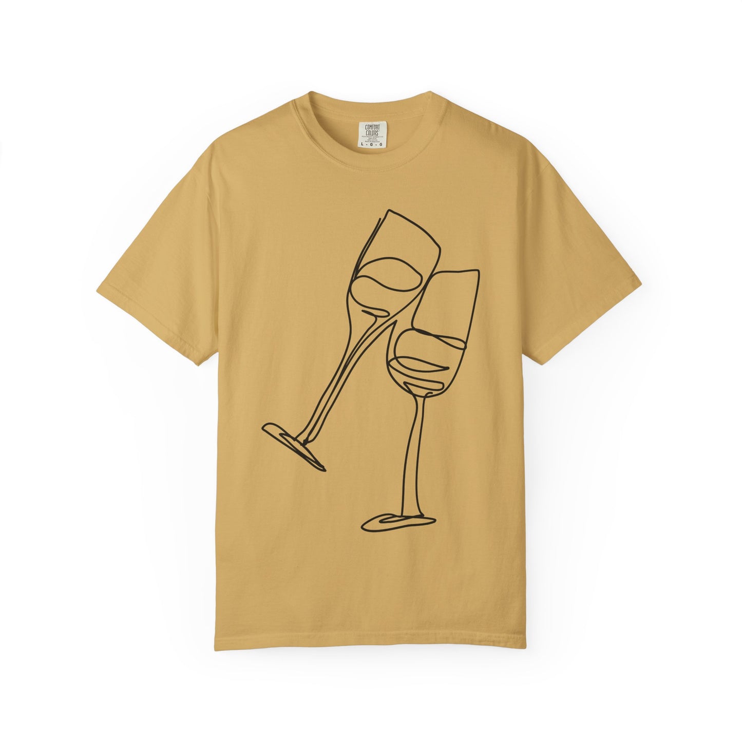 Cheers to Good Times - Unisex Garment-Dyed T-shirt with Wine Glass Design, Casual Tee, Gift for Wine Lovers, Party Shirt, Everyday Wear
