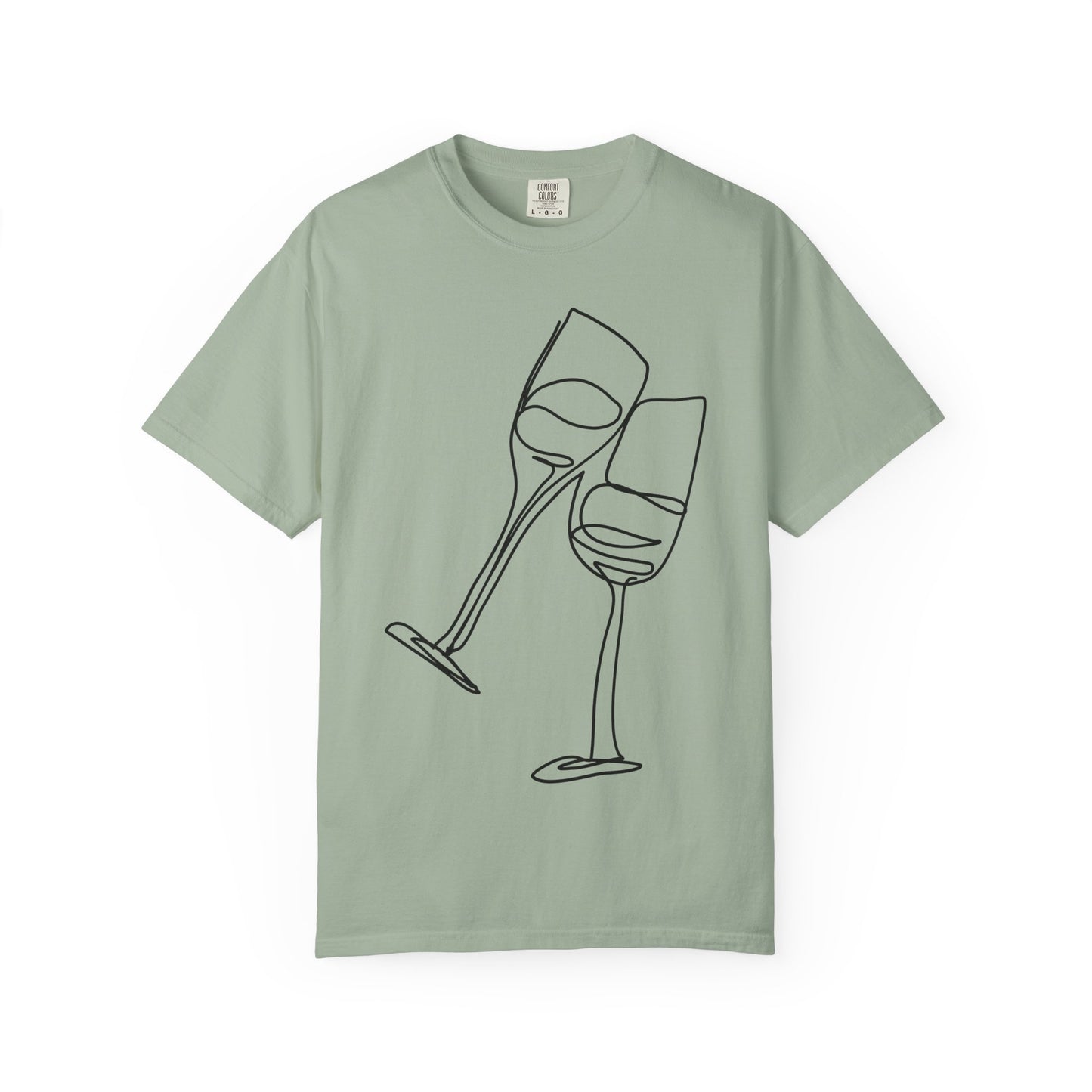 Cheers to Good Times - Unisex Garment-Dyed T-shirt with Wine Glass Design, Casual Tee, Gift for Wine Lovers, Party Shirt, Everyday Wear