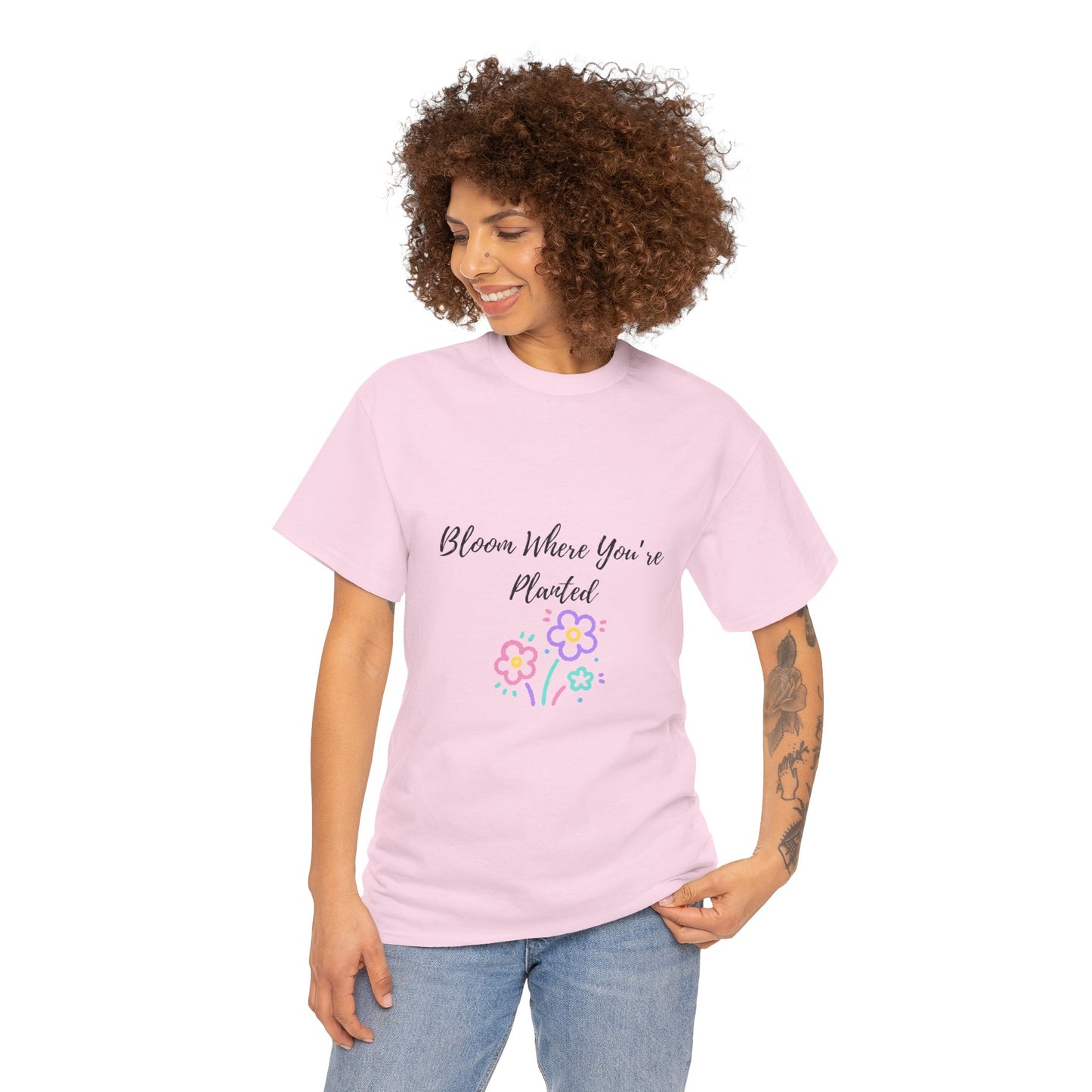 Bloom Where You're Planted Tee, Inspirational T-Shirt, Unisex Cotton Top, Floral Graphic Tee, Gift for Gardeners, Spring Fashion