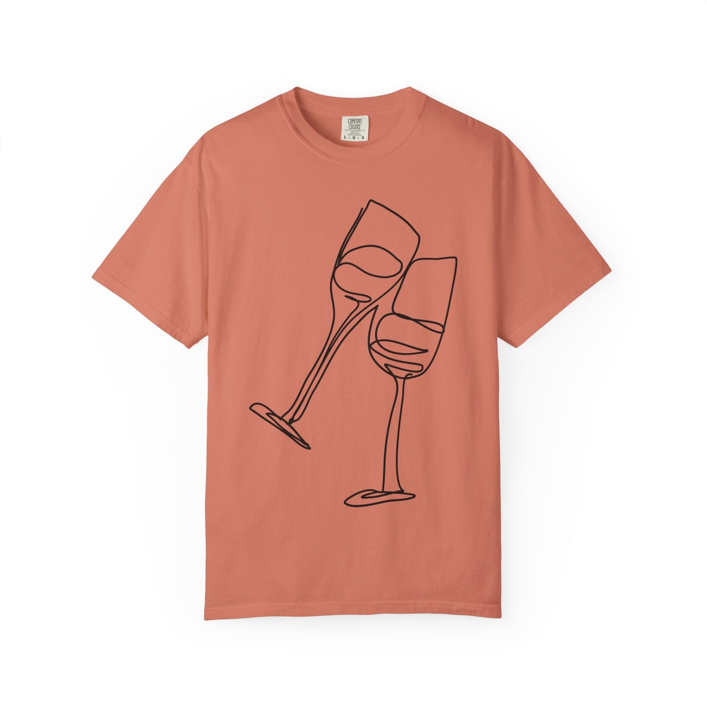 Cheers to Good Times - Unisex Garment-Dyed T-shirt with Wine Glass Design, Casual Tee, Gift for Wine Lovers, Party Shirt, Everyday Wear