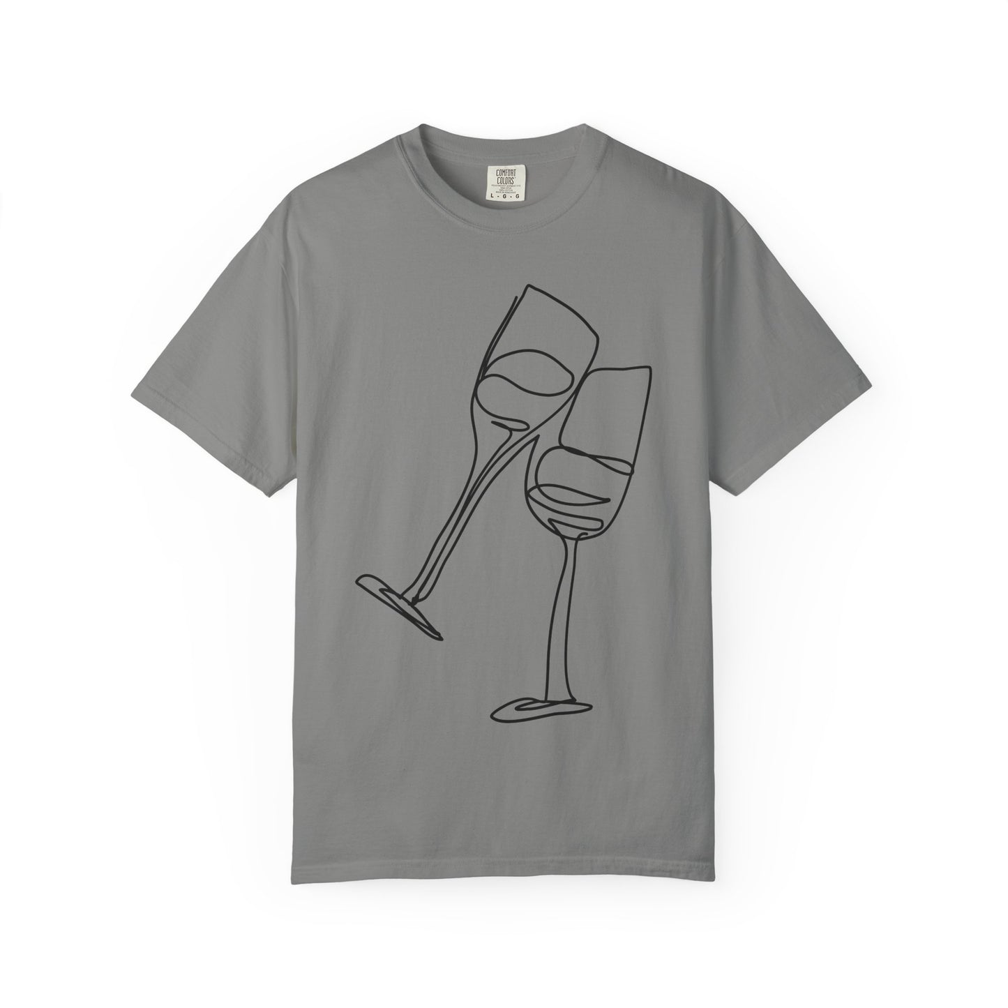 Cheers to Good Times - Unisex Garment-Dyed T-shirt with Wine Glass Design, Casual Tee, Gift for Wine Lovers, Party Shirt, Everyday Wear
