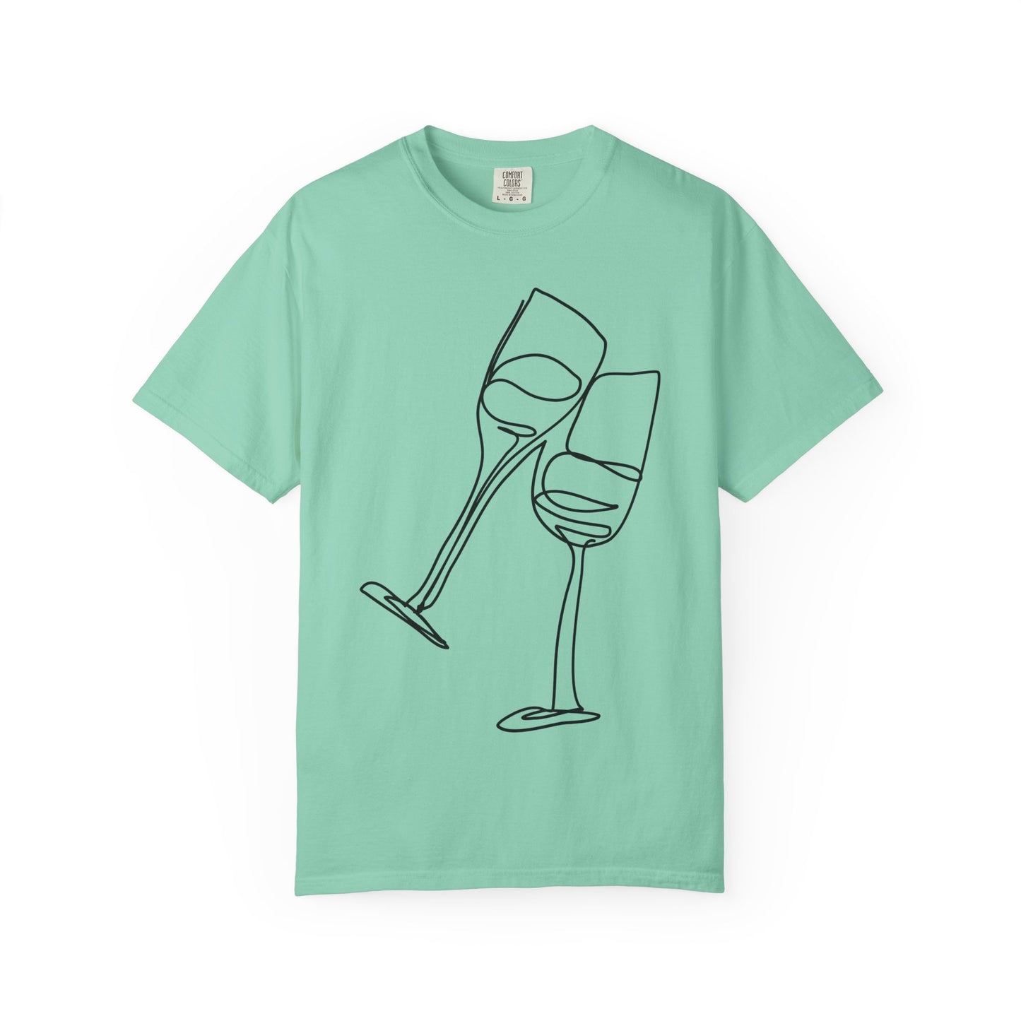 Cheers to Good Times - Unisex Garment-Dyed T-shirt with Wine Glass Design, Casual Tee, Gift for Wine Lovers, Party Shirt, Everyday Wear